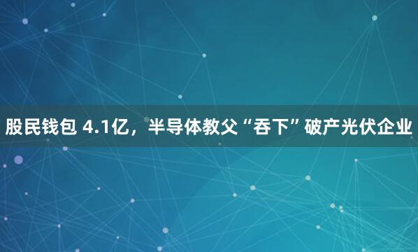 股民钱包 4.1亿，半导体教父“吞下”破产光伏企业